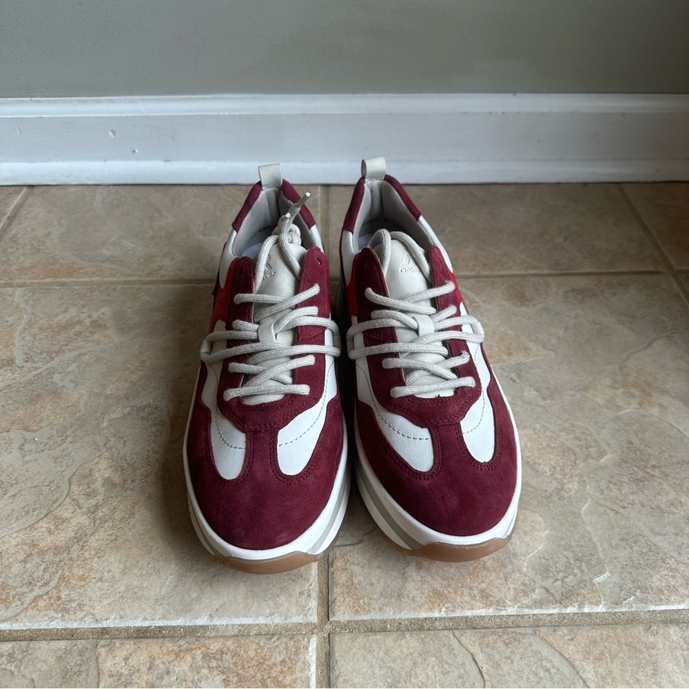 NEW Rieker Evolution Soft Burgundy Suede Platform Sneakers - Picture 2 of 8